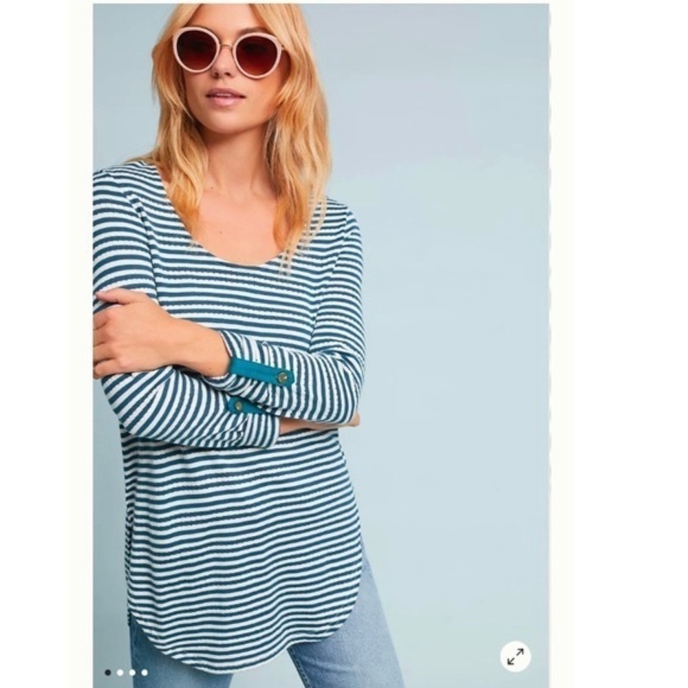 Akemi + Kin Anthropologie Striped Sylvie Pointelle Top, Size S